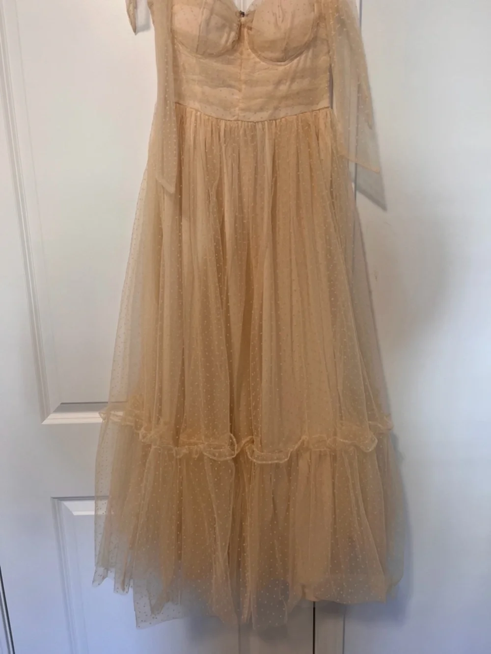 Mable Brynlee Tulle Midi Dress Tie Shoulder Romantic Cottagecore Dress - Picture 7 of 12